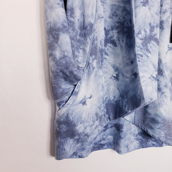 90 Degree By Reflex Shawl Collar Open Front Cardigan Size Small Tie Dye Blue - Picture 9 of 15
